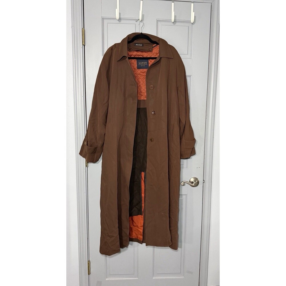 Vintage Sanyo Wool Trench Coat Womens 10 Brown Belted USA Long